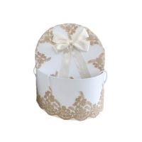 Cutie rotunda pentru trusou, dantela crem