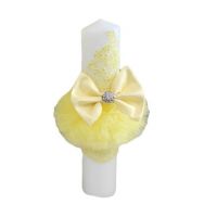 Lumanare eleganta pentru botez culoare galbena, en-gros