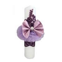Lumanare eleganta pentru botez culoare mov, en-gros