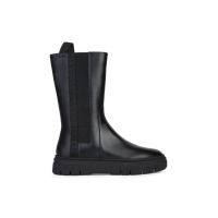 Geox bocanci de piele Isotte femei, culoarea negru, cu toc plat