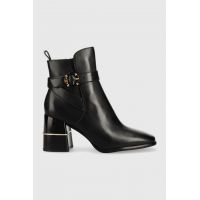 Tory Burch cizme de piele Multi Logo femei, culoarea negru, cu toc drept