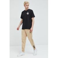 adidas Originals pantaloni de trening barbati, culoarea bej, cu imprimeu