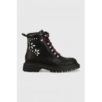 Desigual botine Scale Jewels femei, culoarea negru, cu platforma