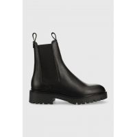 Gant ghete chelsea de piele Kelliin femei, culoarea negru, cu toc plat
