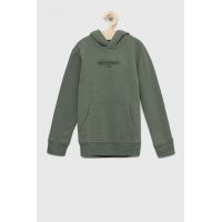 Abercrombie & Fitch bluza copii culoarea verde, cu glugă, cu imprimeu