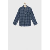 Abercrombie & Fitch camasa de bumbac pentru copii culoarea albastru marin