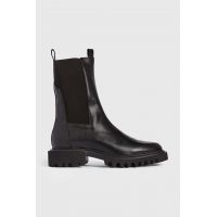 AllSaints ghete chelsea de piele Hallie femei, culoarea negru, cu toc plat