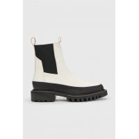 AllSaints ghete chelsea de piele Harlee femei, culoarea bej, cu toc plat