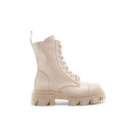 Charles Footwear bocanci de piele femei, culoarea bej, cu platforma