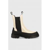 Gant ghete chelsea de piele Prepnovo femei, culoarea bej, cu toc plat