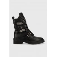 Dkny cizme de piele Ita femei, culoarea negru, cu platforma