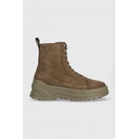 Vagabond Shoemakers bocanci din piele intoarsa Maxime femei, culoarea verde, cu platforma, izolat