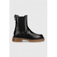 Gant ghete chelsea de piele Meghany femei, culoarea negru, cu platforma