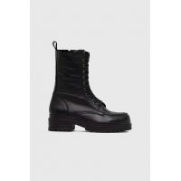 Answear Lab cizme de piele femei, culoarea negru, cu toc plat, izolat
