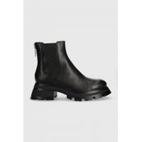 Dkny cizme Sasha femei, culoarea negru, cu toc plat