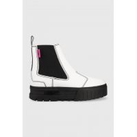 Puma ghete chelsea de piele femei, culoarea alb, cu platforma