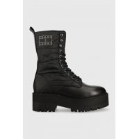 Tommy Jeans bocanci femei, culoarea negru, cu platforma