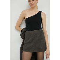 Herskind fusta din amestec de lana culoarea maro, mini, drept