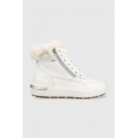 Geox cizme de piele Dalyla B Abx femei, culoarea alb, cu toc plat, izolat