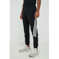 Adidas pantaloni de trening barbati, culoarea negru, cu imprimeu