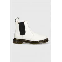 Dr. Martens ghete chelsea de piele 2976 Yellow Stitch femei, culoarea alb, cu platformă DM26228100