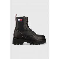 Tommy Jeans bocanci Urban Tommy Jeans Piping Boot femei, culoarea negru, cu platforma
