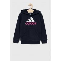 Adidas bluza copii U BL 2 HOODIE culoarea albastru marin, cu glugă, cu imprimeu