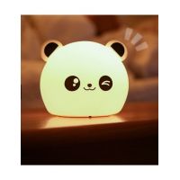 Lampa de Veghe pentru Copii, Incarcare USB, Senzor Tactil Touch, Silicon, 5 Moduri Iluminare LED, Model Panda, Alb, ENGROS, 12 X 10 CM