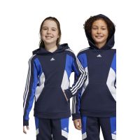 Adidas bluza copii U 3S CB HOODIE culoarea albastru marin, cu glugă, modelator
