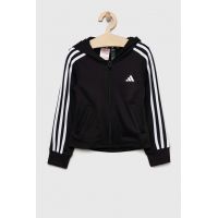 Adidas bluza copii culoarea negru, cu glugă, cu imprimeu
