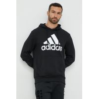 adidas hanorac de bumbac bărbați, culoarea negru, cu glugă, cu imprimeu IC9363