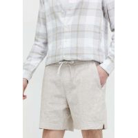 Abercrombie & Fitch pantaloni scurți din amestec de in culoarea bej