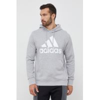 adidas hanorac de bumbac barbati, culoarea gri, cu glugă, cu imprimeu