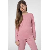 4F longsleeve copii F056 culoarea roz, neted