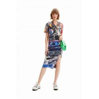 Desigual fusta culoarea negru, midi, drept