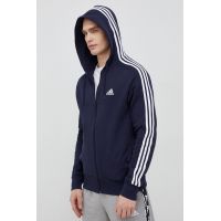 adidas hanorac de bumbac bărbați, culoarea bleumarin, cu glugă, cu imprimeu  IC0434