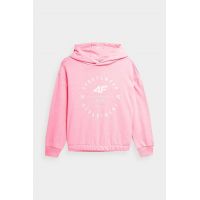 4F bluza copii culoarea roz, cu glugă, cu imprimeu