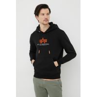 Alpha Industries bluza barbati, culoarea negru, cu glugă, cu imprimeu