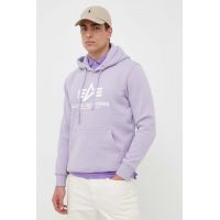 Alpha Industries bluza barbati, culoarea violet, cu glugă, cu imprimeu