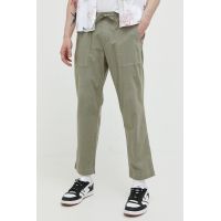 Abercrombie & Fitch pantaloni din amestec de in culoarea verde, drept