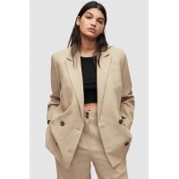 AllSaints blazer din amestec de in culoarea bej, oversize, neted