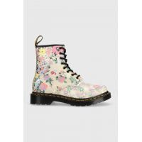 Dr. Martens bocanci de piele 1460 femei, culoarea bej, cu toc plat, DM30791292 DM30791292-Parchment