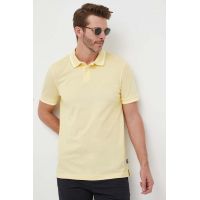BOSS polo de bumbac culoarea galben, melanj