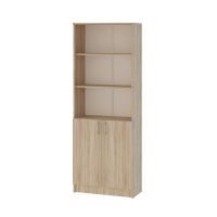 Biblioteca Flint, cu Usi Inferioare si 2 Polite, Stejar Sonoma, 70 x 32 x 200 cm