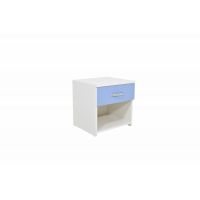 Noptiera Leco, 1 Sertar, Alb/Bleu, 40 x 35 x 40 cm