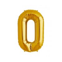 Balon cifra 0 din folie metalizata, auriu, 35cm, en-gros
