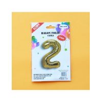 Balon cifra 2 din folie metalizata, auriu, 35cm, en-gros