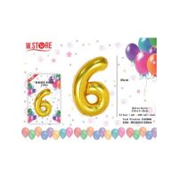 Balon cifra 6 din folie metalizata, auriu, 35cm, en-gros