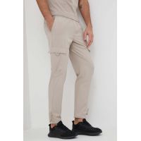 4F pantaloni barbati, culoarea bej, cu fason cargo