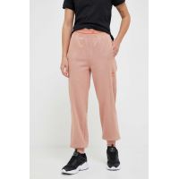 adidas by Stella McCartney pantaloni de trening din bumbac culoarea portocaliu, cu imprimeu